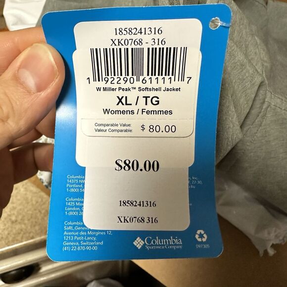 Columbia Womens Miller Peak Jacket Softshell Hooded Rain Water Repel Green XL - Picture 3 of 3